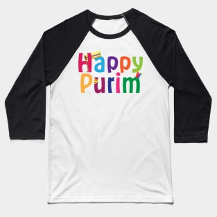 Happy Purim colorful design Baseball T-Shirt